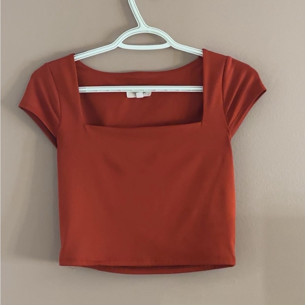 Women's Red Square Neck Top